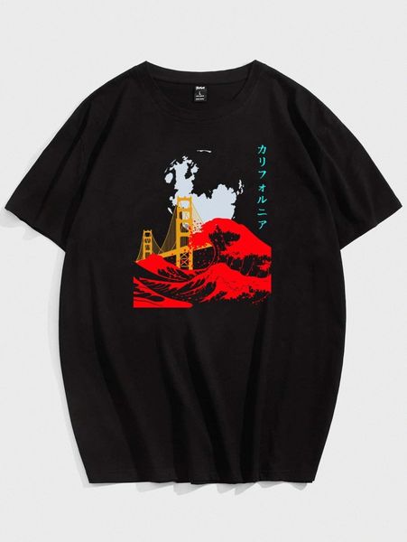 

romwe guys wave graphic tee y7qz#, White;black