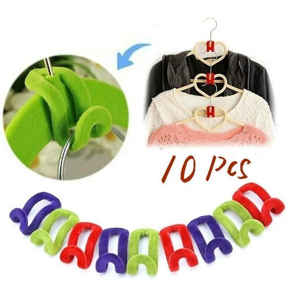 

10 pcs/lot mini flocking hooks for clothes hanger closet organizer travel clothes hanging organizer coat hooks spac bbyjun
