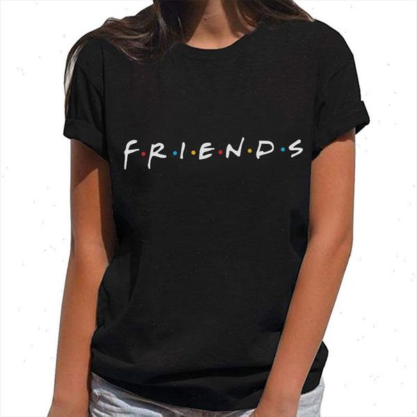 

women vogue casual summer letter print friends tshirts femme short sleeve tee o neck vintage black t shirt camisetas mujer, White