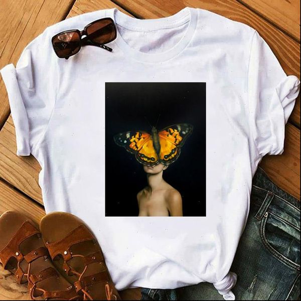 

harajuku aesthetics tshirt women t shirt butterfly print tee vogue t shirt women fashion tee shirts female top, White