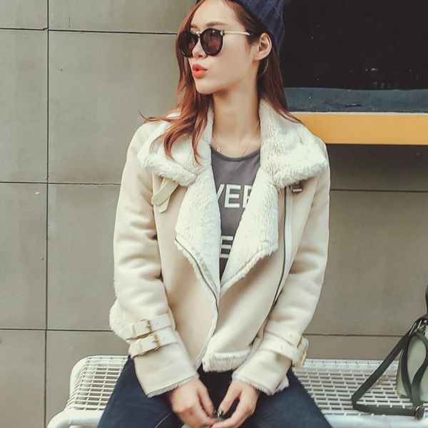 

women's fur & faux 2021 autumn winter coat female suede parka lamb korean jacket women coats pp218, Black