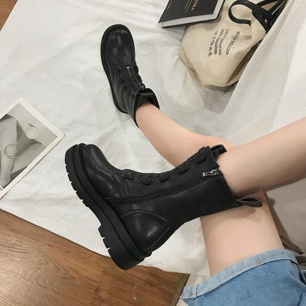 

boots women's british style 2020 autumn/winter black short boots motorcycle outdoor boot