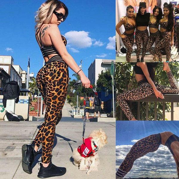 

women's leopard push up high waist leggings sport yoga pants fitness trousers leggings for women fitness femme, White;red