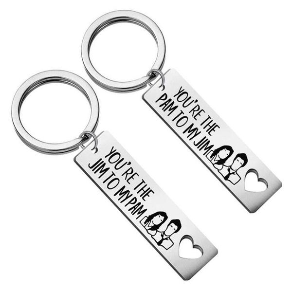 

keychains 2pcs the office keychain pam and jim you are to my tv show inspired boyfriend girlfriend couples gifts, Silver