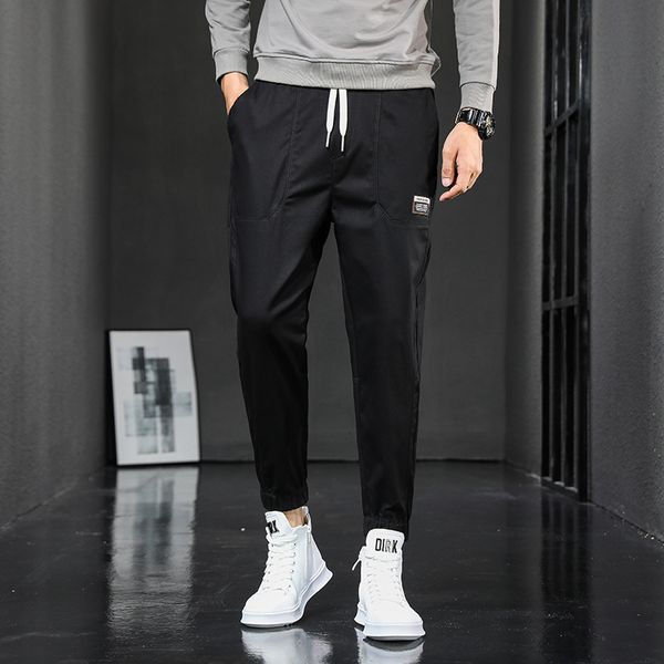 

autumn and winter new men's korean business trend casual loose harem pants for young students, Black