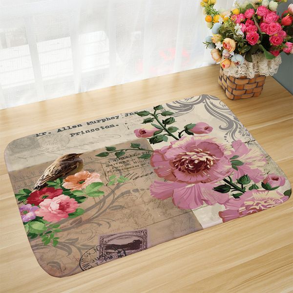 

vintage tower flower birds bath mats bathroom doorway floor carpet antiskid absorbent kitchen carpet rugs doormat