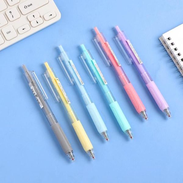 

6pcs/set 0.5mm small hair brush gel pen cute translucent neutral pen imported ink stationery school support