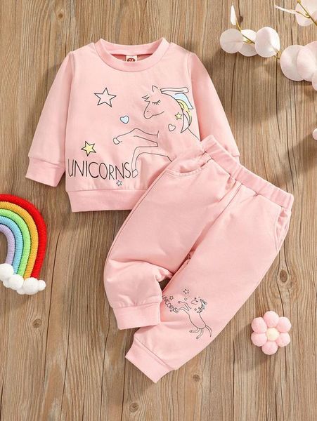 

baby unicorn & star pullover & sweatpants she, White