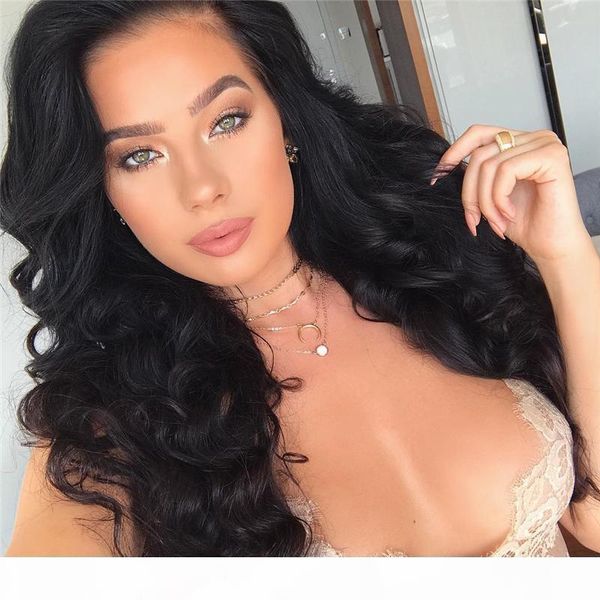 

thick density human hair full lace wig brazilian virgin hair body wave glueless lace front wigs for black women, Black;brown