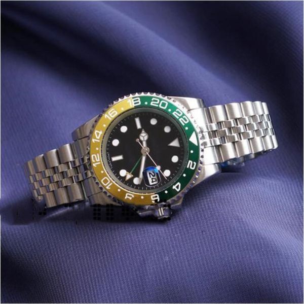 

multi-color mens wristwatch blue red ceramic bezel stainless steel pepsi watch automatic movement limited jubilee master jubilee belt watche, Slivery;brown