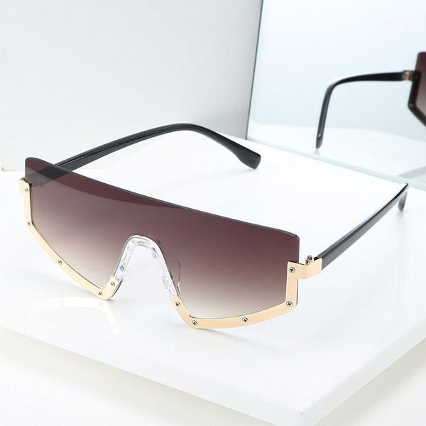 

vintage semi-rimless sunglasses women oversize one piece eyeglasses for ladies gafas oculos uv400 shades men for outdoor 2134df1, White;black