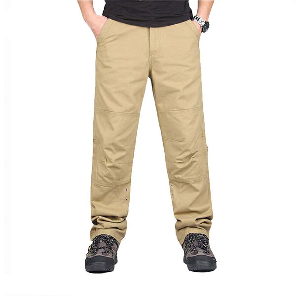 

men's cargo pants casual loose multi pocket military pants long trousers for men camo joggers plus size 30-40 lj201007, Black