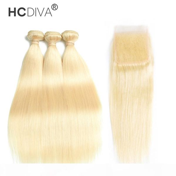 

brazilian virgin hair bundles with closures 613 blonde bundles with frontal 10-30 inch straight human hair 3 bundles with 4*4 closure hcdiva, Black;brown