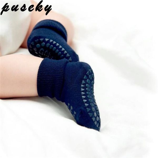 

puseky cartoon newborn baby socks anti slip rubber sole socks for girls/boys cotton toddler boat winter full socks 0-3y y201009, Pink;yellow