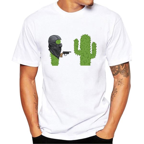 

men's t shirts 2020 summer o-collar casual tshirt men short sleeve t shirt men funny cactus 5xl with gun 3d print tee shirt mens