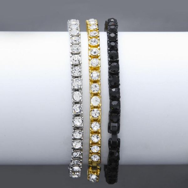 

hip hop zircon crystal 5mm bracelet miami cuban chain men's charm bracelet tennis chain jewel jllxnd, Black
