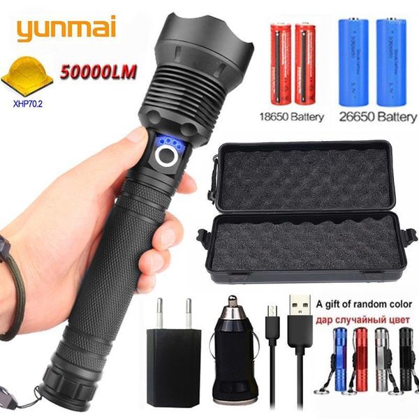 

flashlights torches yunmai 5000lm xhp70.2 & xhp50 rechargeable powerful tactical led torch light lamp power 18650 26650 battery wholesell1