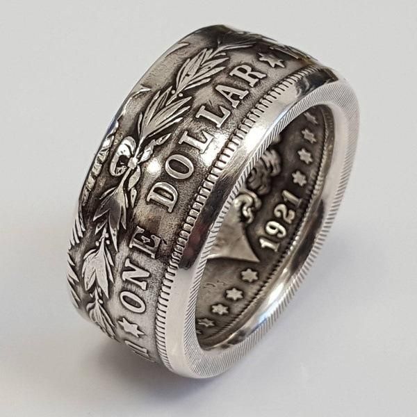 

vintage retro jewelry the new american national emblem motto is one coin ring thai silver plated finger ring women punk style, Slivery;golden