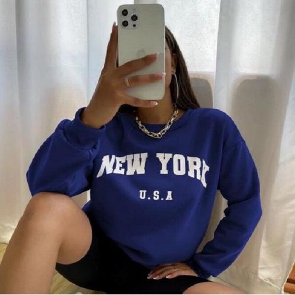 

women's hoodies drop shoulder letter graphic pullover, Black