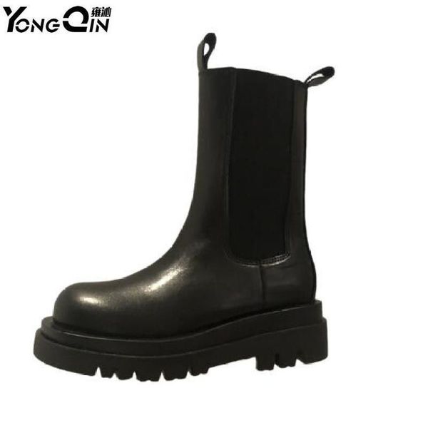 

boots fashion autumn winter round toe ankle for women thick high heel, Black