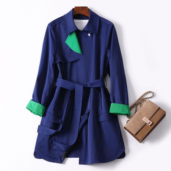 

women's trench coats women clothes long windbreaker solid color autumn wild simple casual korean retro jacket suit, Tan;black