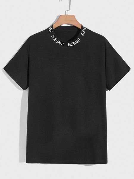 

men letter graphic mock neck tee m3w9#, White;black