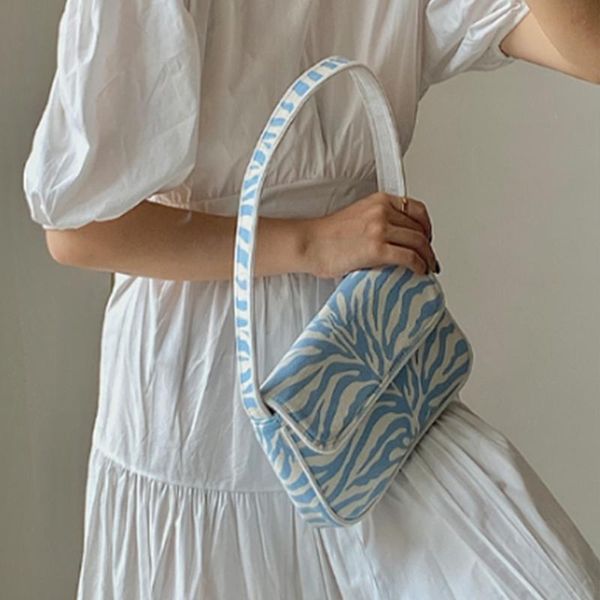 

women's shoulder bag cover female designer women handbag new blue baguette small canvas messenger bag