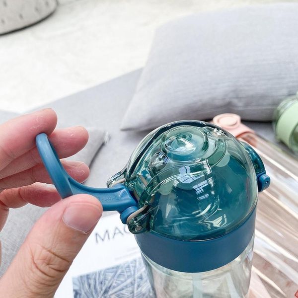 

student capacity simple plastic water bottle large straw portable fashion creative transparent sports cup outdoor 650mlfsile wmtxpa xhhair