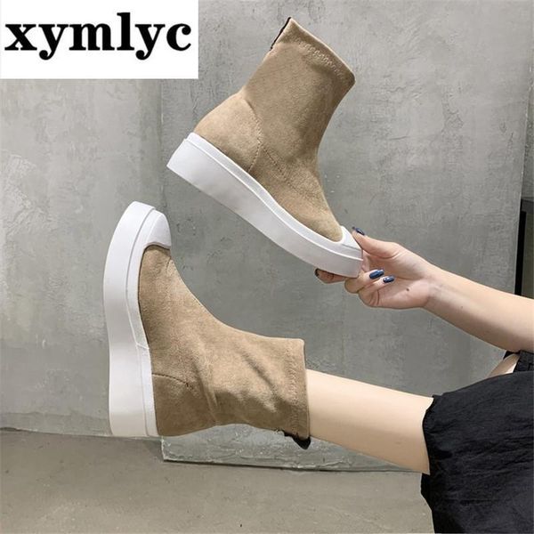 

2020 autumn winter suede ankle boots women shoes ladies anti-slip wear-resistant set foot short boots fashion western, Black