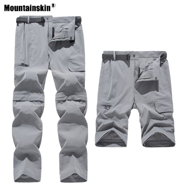 

mountain skin men's detachable high speed dry hiking pants outdoor breathing pants fishing pants trekking shorts va782, Gray;blue