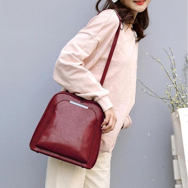 

women pu leather shoulder bag fashion multi-function mini backpacks high capacity casual solid color backpack bags for grils