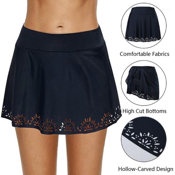 

women's swimwear women bikini skirt black high waist bottom 2021 lace swimsuit female retro beach dress#0323g301, White;black