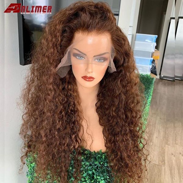 

180% brown color curly hair 13x4 left part lace front human hair wigs pre plucked brazilian wigs curly remy human, Black;brown
