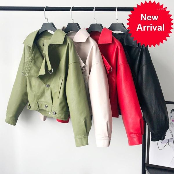 

autumn women new faux leather jacket vintage boyfriend style coat batwing sleeve short motor pu jackets biker outwear1, Black