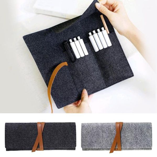 

minimalist felt pencil bags gray fabric cosmetic bag pencil case school supplies student stationery makeup case1