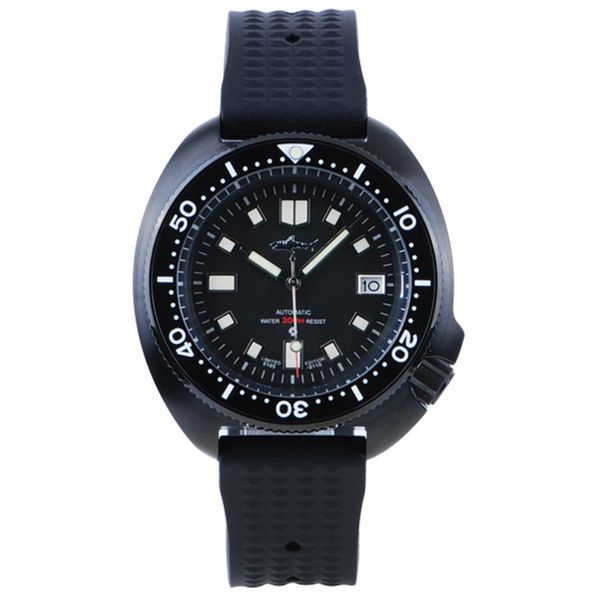 

heimdallr men's turtle dive black pvd coated stainless case luminous japan nh35a automatic movement mechanical watch, Slivery;brown