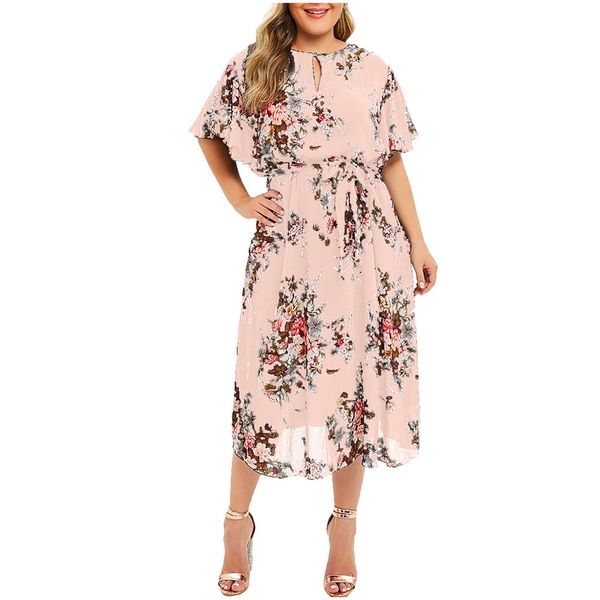 

oversized floral fashion printed round neck short sleeve casual summer 2020 women's ny club party#p2, Black;gray