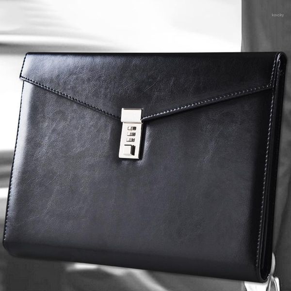 

creative a4 high-grade leather with lock business multi-function thickening learning office supplies password briefcase1