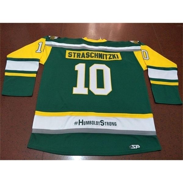 

421 humboldt strong straschnitzki real green embroidery #10 humboldt broncos hockey jersey or custom any name or number retro jersey, Black