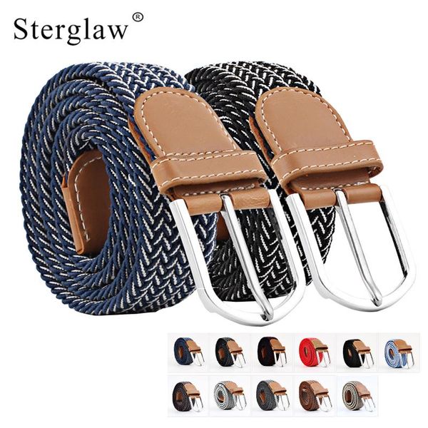 

107cm new casual stripe stretch woven belt women's canvas elastic belts for women jeans elastique modeling belt riem n068, Black;brown