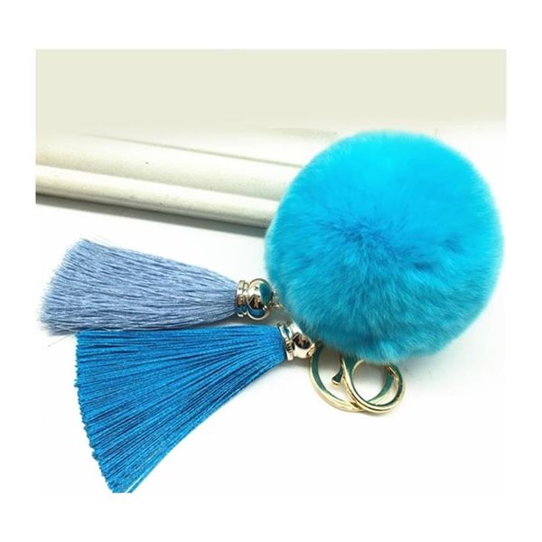 

new tassel pompom car key ring pendant fur ball keychain rabbit fur plush fur key chian pom pom keychain f sqcmhu, Slivery;golden