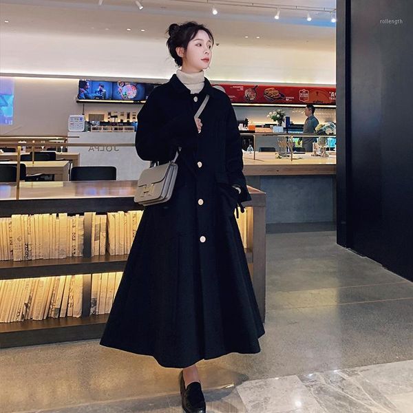 

2020new autumn winter fashion trench coat outerwear cost-effective women coat temperament elegant women1, Black