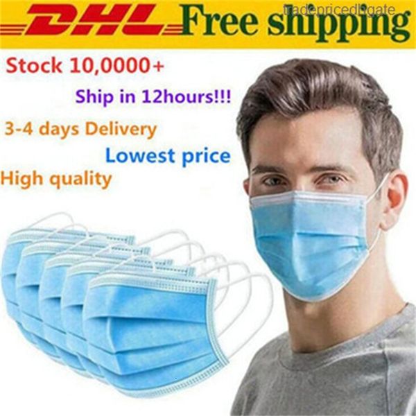 

protective 3 disposable mask face facial layers dustproof cover mouth safety non-woven fabric prevent anti-dust masks wy