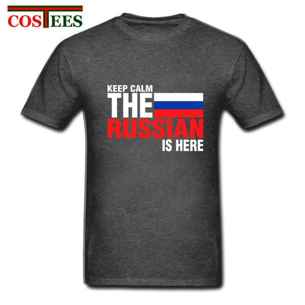 

sport funny t shirt men keep calm fear the russian is here short sleeved clothes hombre tshirt cotton hombre dark grey t-shirt men tee