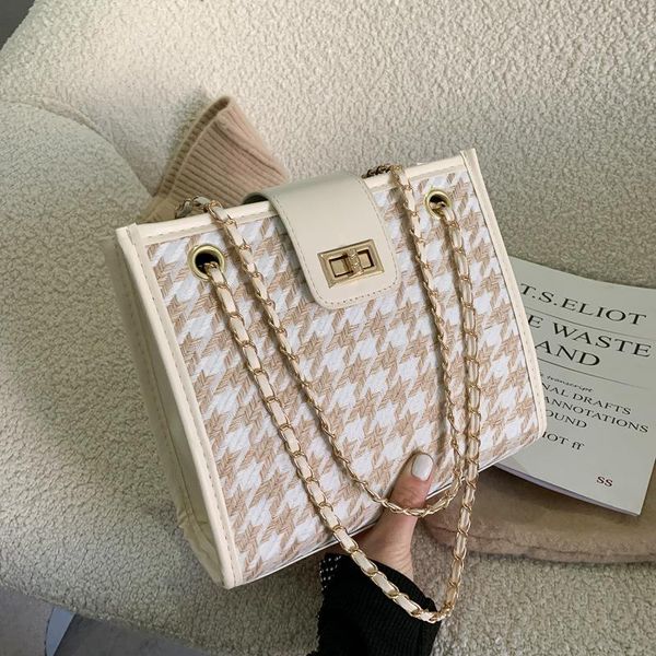 

luxury designer handbag for woman leather houndstooth chain shoulder bag crossbody large capacity fashionable 2021