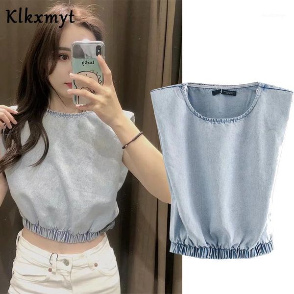 

klkxmyt england hight street vintage short denim tank t shirt women harajuku tshirt camisetas verano mujer 2020 crop, White