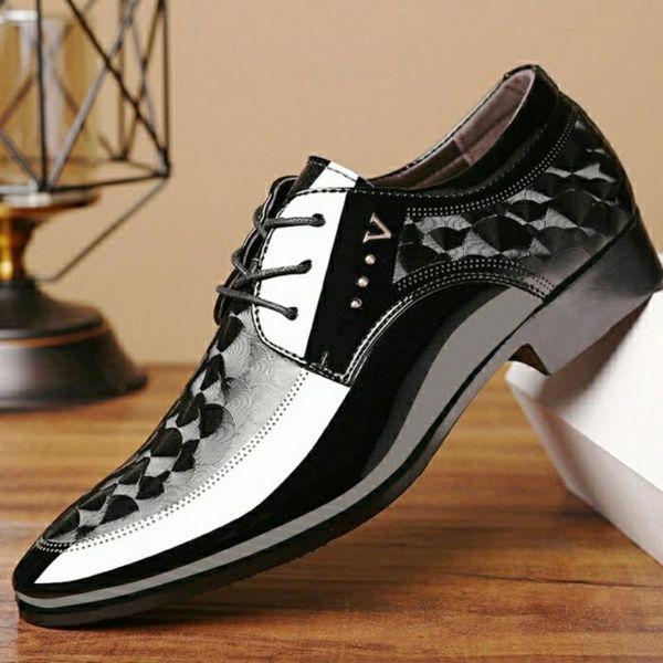 

2020 classic derby leather shoes men designer formal dress shoes men's comfortable business party shiny man work, Black