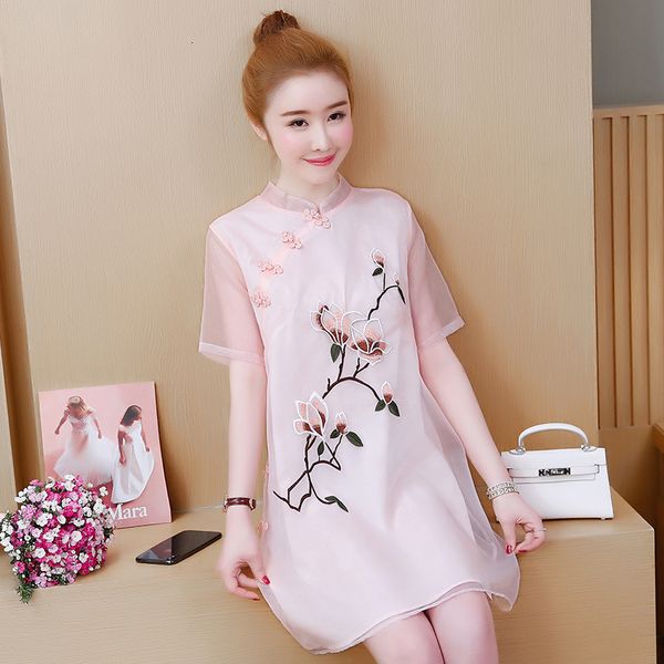 

elegant cheongsam embroidery dressed vintage size s-5xl for fat 100kg women in party dress akgn, Black;gray
