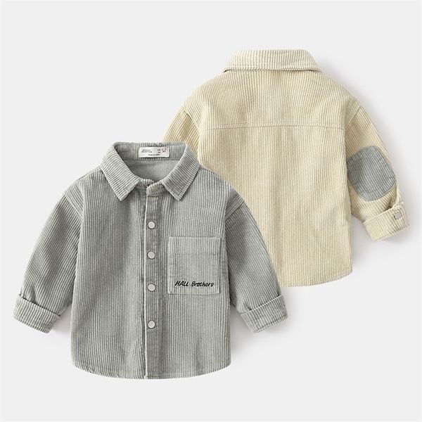 Neonati Camicie a maniche lunghe Camicetta da scuola Cardigan in velluto a coste Bambini Camicia bianca per bambini piccoli Top Autunno 220314