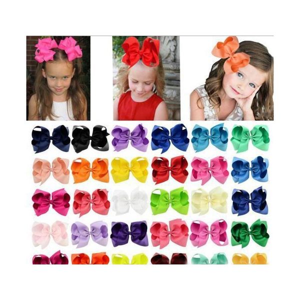 

30 colors 6 inch girl hair bows candy color barrettes design hair bowknot children girls clips hair accessory 13.5g y20lv, Golden;silver